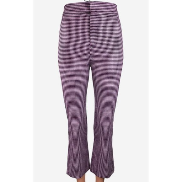 ZARA Women's M Pink/Purple Houndstooth Pull-on Pants, EUC - Picture 6 of 6